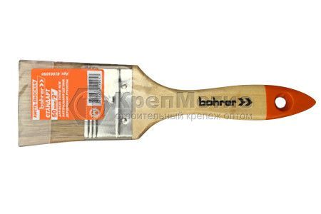 Кисть плоская Bohrer Стандарт(натур. щетина) деревянная рукоятка, 50 мм - Фото 1
