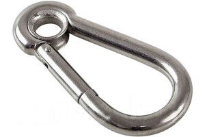 Карабин без фиксатора классической формы с кольцом A4 нержавеющий