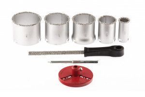 Набор коронок по керамической плитке, напил, в пластиковом боксе, шестигранный хвостовик Matrix