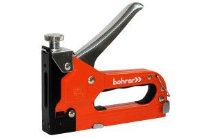 Степлер мебельный Bohrer усиленный (тип скобы 53) регулируемый, металлический TUV/GS