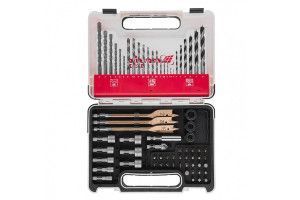 Набор сверл комбинированный, сверла по металлу 1-6 мм, бетону 3-8 мм, дереву 3-8 мм, перки, биты 30 шт, адаптер, головки 8 шт, 71 предмет Pro Matrix