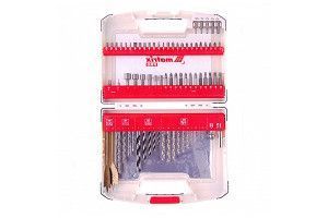 Набор сверл комбинированный, сверла по металлу 1-6 мм, бетону 4-8 мм, дереву 3-8 мм, перки, биты 44 шт, адаптер, головки 6 шт, 75 предметов Pro Matrix