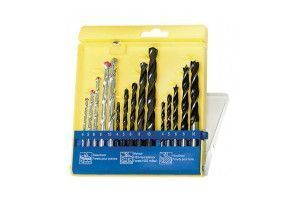 Набор сверл по бетону, металлу, дереву, 15 шт, пластиковый бокс, цилиндрический хвостовик Sparta
