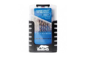 Набор сверл по металлу, 19 шт, Р6М5, многогранная заточка, бокс Барс