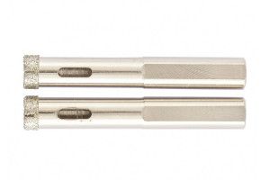 Сверло алмазное по керамограниту, трехгранный хвостовик, 2 шт Matrix, 8х67 мм