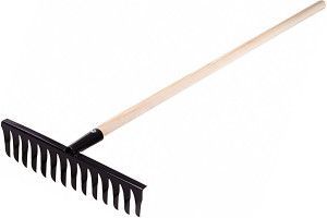 Грабли стальные, 14 витых зубьев, деревянный черенок, Сибртех