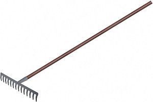 Грабли стальные, 14 прямых зубьев, деревянный лакированный черенок, Luxe, Palisad