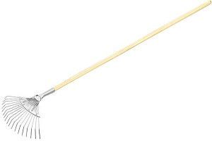 Грабли веерные стальные, 18 круглых зубьев, деревянный черенок, Сибртех