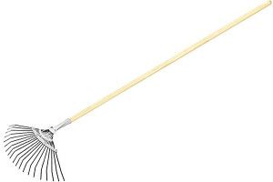 Грабли веерные стальные, 20 плоских зубьев, деревянный черенок, Сибртех