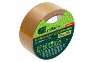 Лента клейкая двусторонняя, на тканевой основе Сибртех, 10-25 м