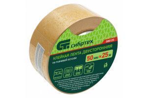Лента клейкая двусторонняя, на тканевой основе Сибртех, 50 мм х 25 м