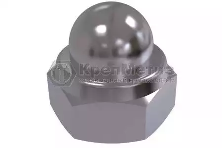 Гайка DIN 986 А2 колпачковая шестигранная с нейлоновым кольцом нержавеющая M16 - Фото 1