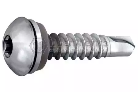 ﻿Саморез JT4-FR-4 E11/2 (сверло 4 мм) Ejot Super Saphir с полукруглой головкой и шайбой нержавеющий - Фото 1
