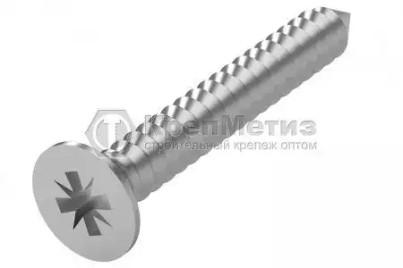 Винт DIN 965 Z A4 с потайной головкой шлиц Pozidriv нержавеющий M2x10 - Фото 1