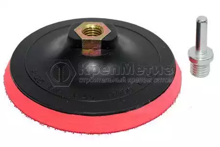 Тарелка опорная Bohrer (крепление на липучке Velcro) (для УШМ М14 + переходник на дрель) для кругов абразивных самозацепных - Фото 1