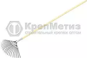 Грабли веерные стальные, 20 плоских зубьев, деревянный черенок, Сибртех