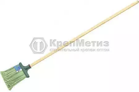 Метла полипропиленовая, плоская распушенная, деревянный черенок, Сибртех - Фото 1