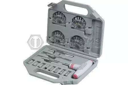 Отвертка с Т-образной эргономичной ручкой и набором насадок, 36 шт, CrV, пластиковый бокс Matrix - Фото 1