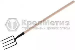 Вилы 4 - х рогие, огородные, кованые, деревянный черенок, Арти