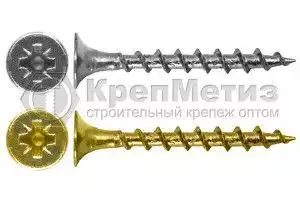 Саморез для крепления г/к, редкий шаг, в дерево (желтый или белый цинк)