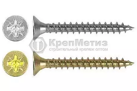 Саморез для крепления г/к, частый шаг, универсальный (желтый или белый цинк) 4.8х89 - Фото 1