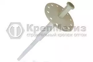 Тарельчатый забивной дюбель EJOT® Н5 из 100% полиэтилена низкого давления с металлическим элементом из закаленной оцинкованной стали с насечкой, увеличенная термозаглушка из стеклонаполненного полиамида